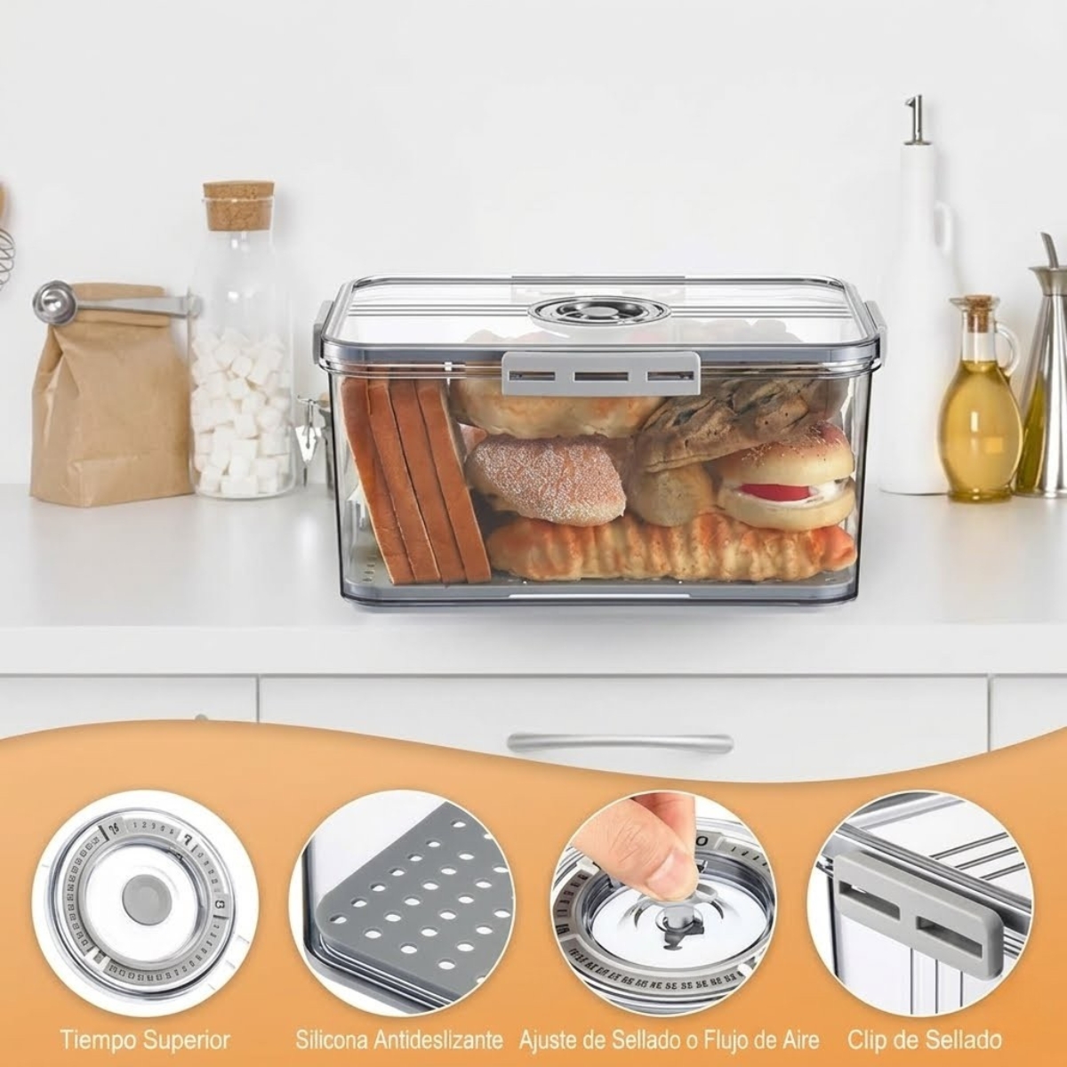 TÁPER HERMÉTICO PREMIUM GRIS TAMAÑO M - 7005 - 6