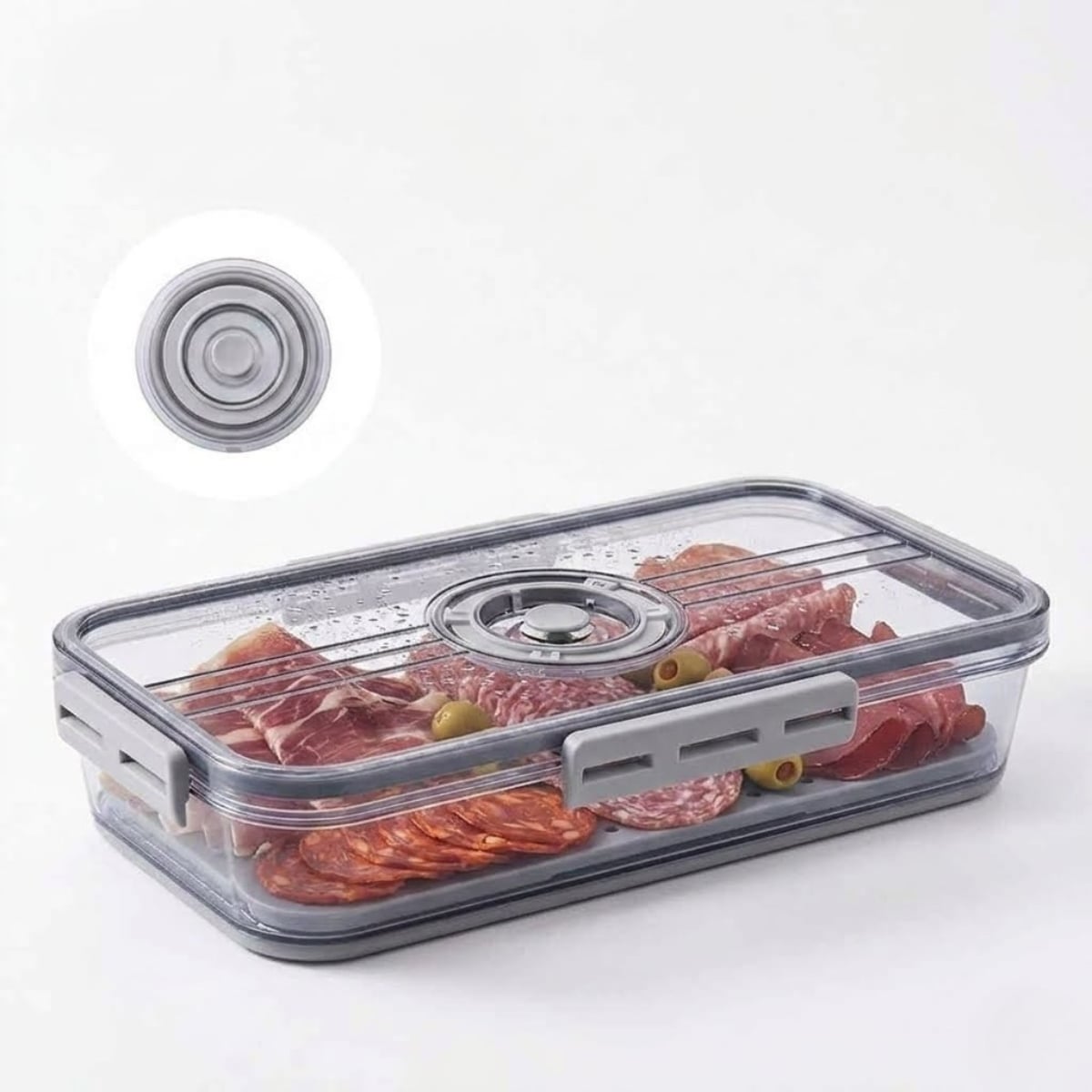 TÁPER HERMÉTICO PREMIUM GRIS TAMAÑO M - 7007 - 1