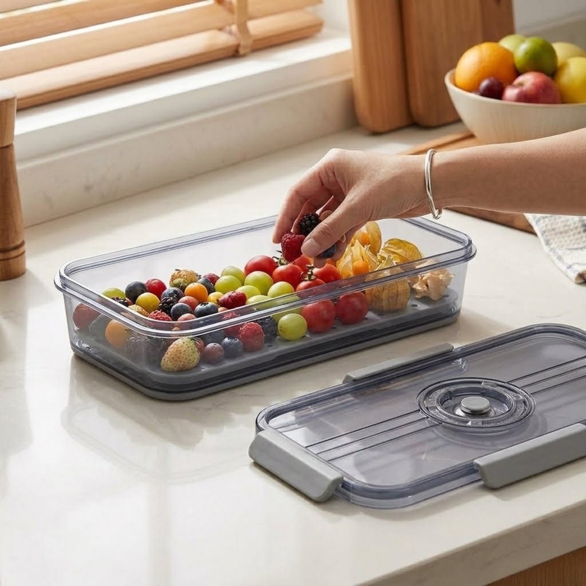 TÁPER HERMÉTICO PREMIUM GRIS TAMAÑO M - 7007 - 2