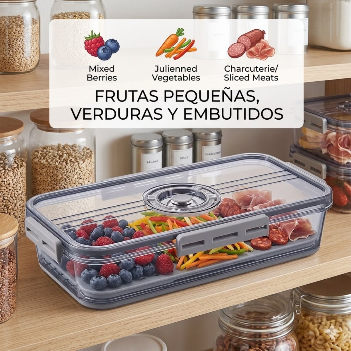 TÁPER HERMÉTICO PREMIUM GRIS TAMAÑO M - 7007 - 5