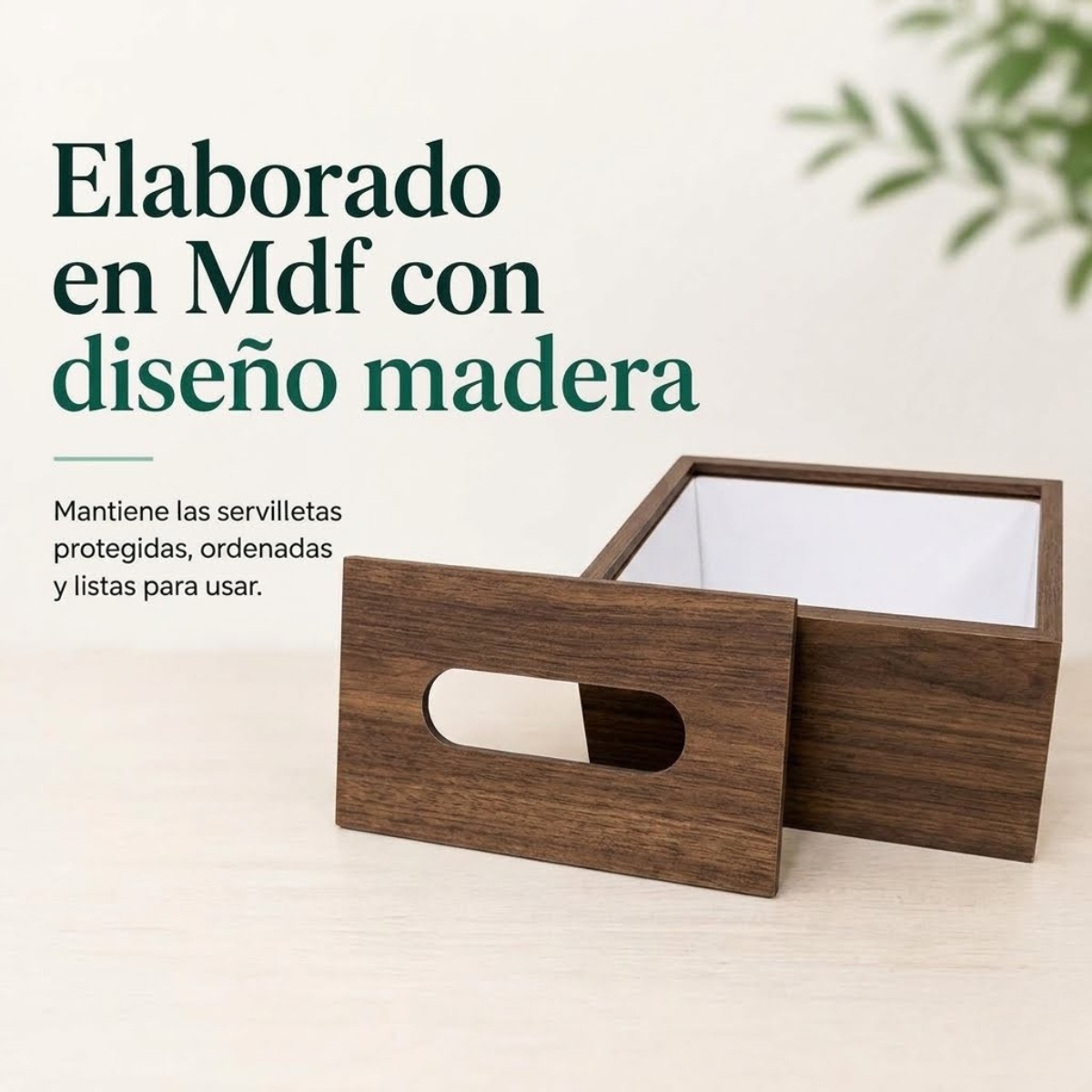 DISPENSADOR DE PAÑUELOS DISEÑO MADERA BAMBÚ OSCURO - 5