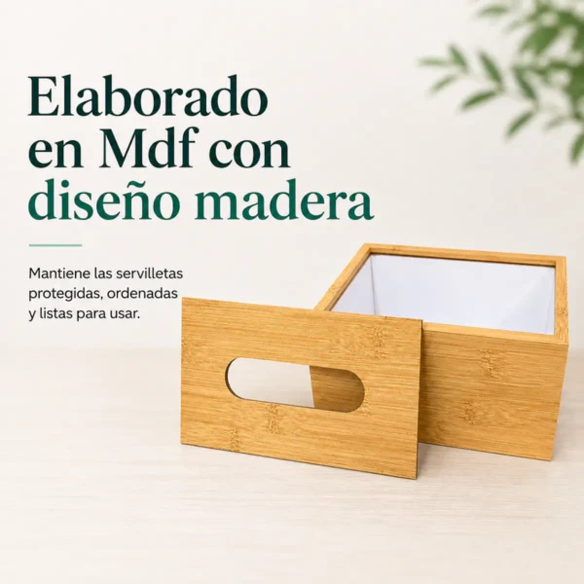 DISPENSADOR DE PAÑUELOS DISEÑO MADERA BAMBÚ CLARO - 4