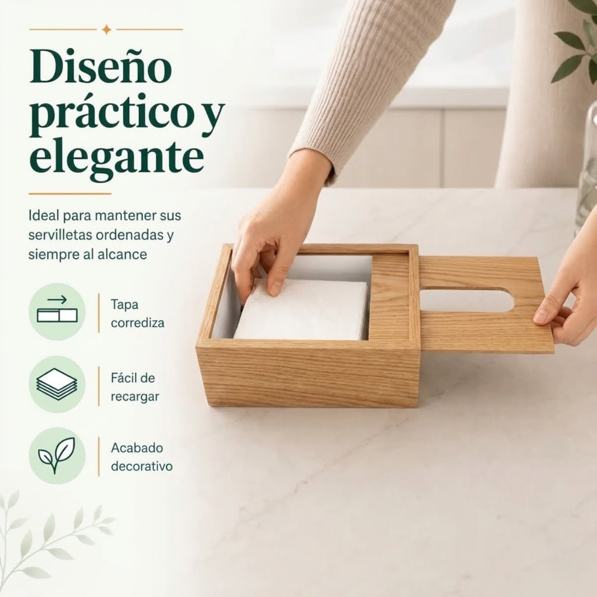 DISPENSADOR DE PAÑUELOS DISEÑO MADERA BAMBÚ CLARO - 6