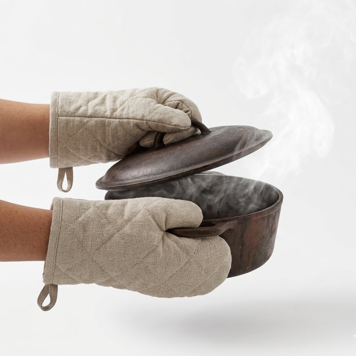 GUANTES DE COCINA ACOLCHADOS PARA HORNO COLOR ARENA - 1