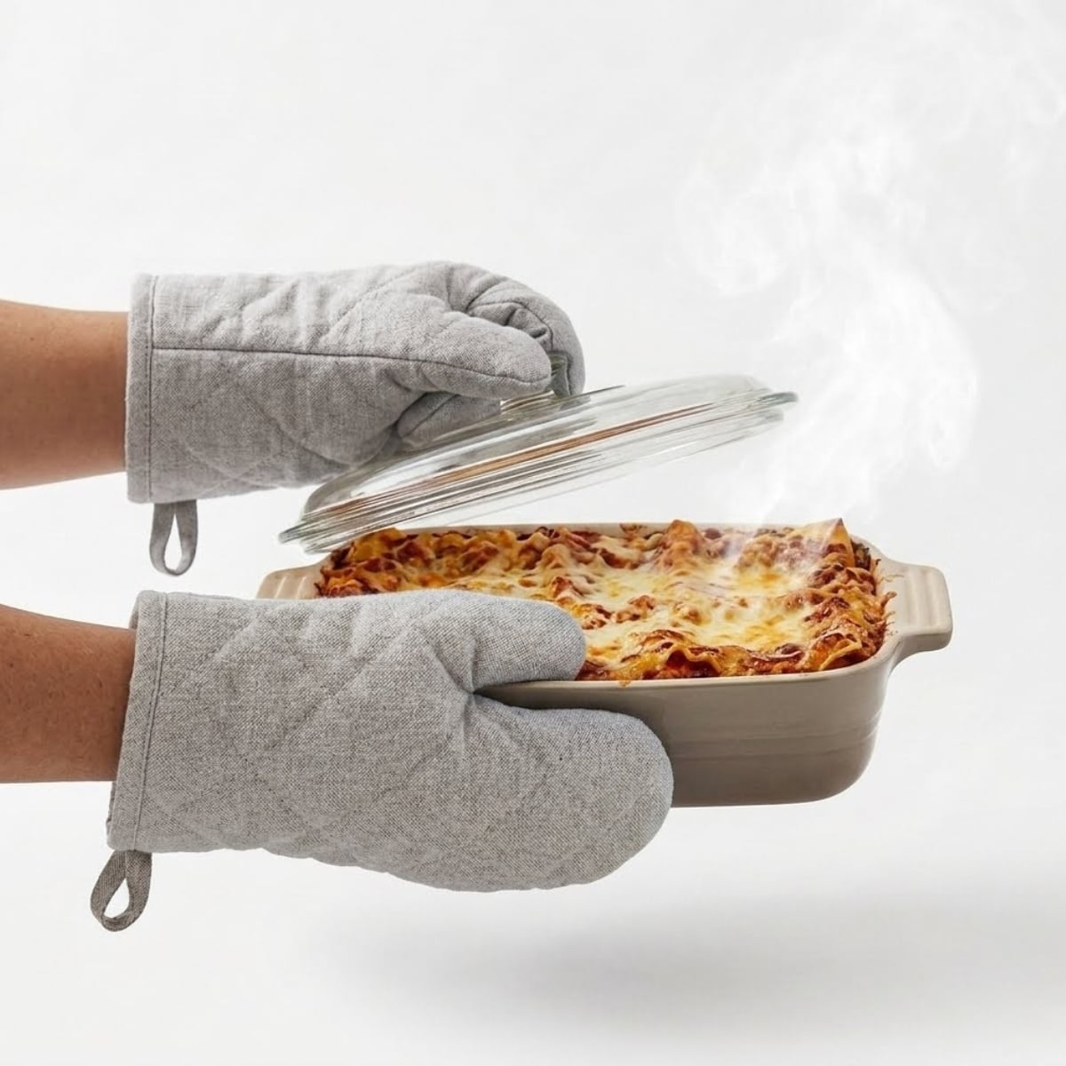 GUANTES DE COCINA ACOLCHADOS PARA HORNO COLOR GRIS - 1