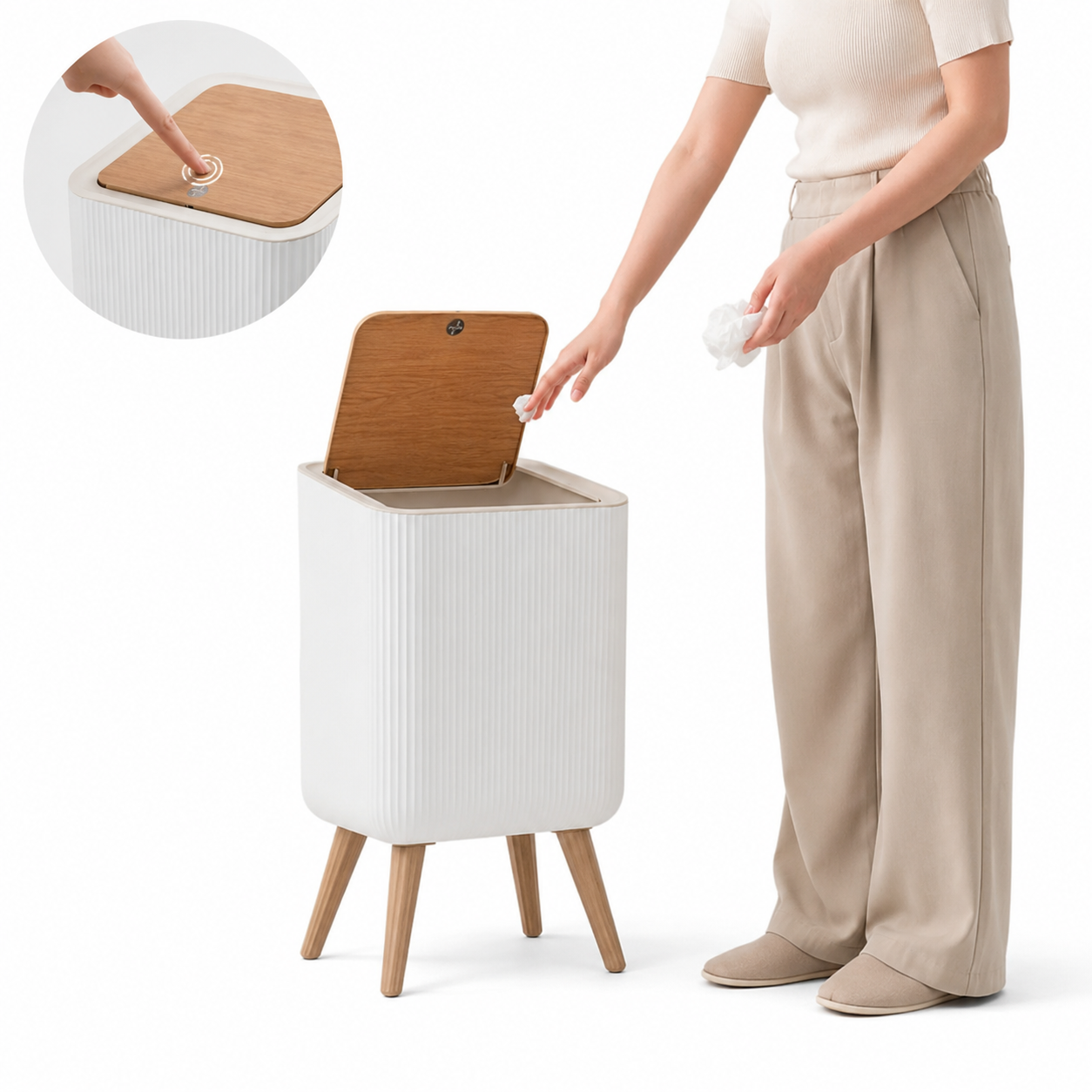 TACHO DE BASURA CON TAPA TOUCH 8 LITROS LUMEN - 1