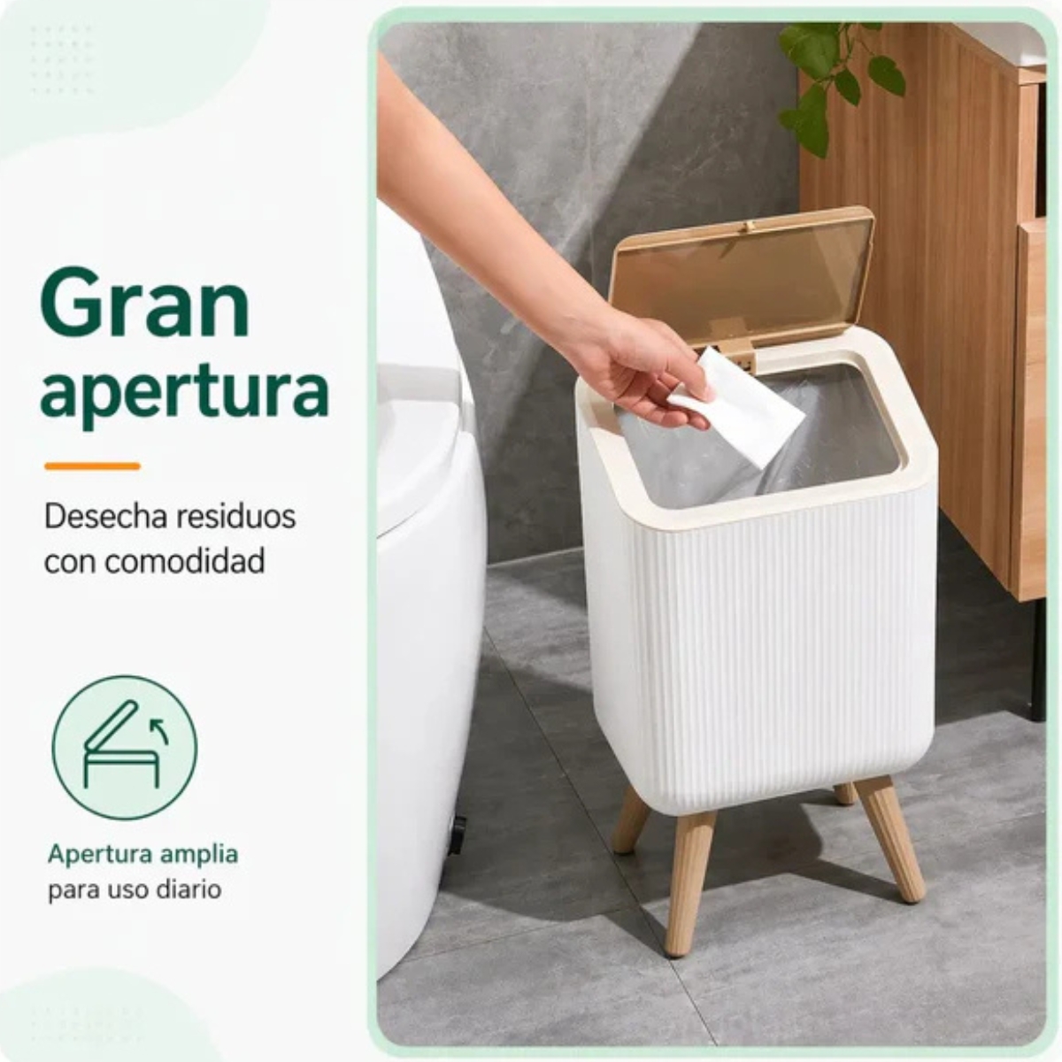 TACHO DE BASURA CON TAPA TOUCH 8 LITROS LUMEN - 3