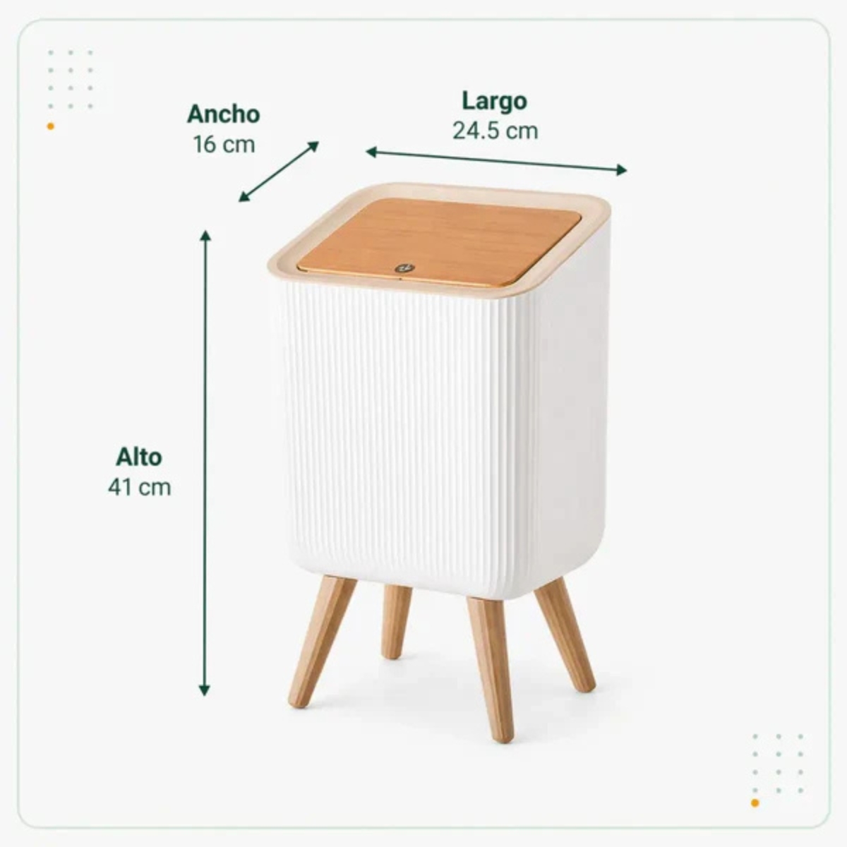 TACHO DE BASURA CON TAPA TOUCH 8 LITROS LUMEN - 8