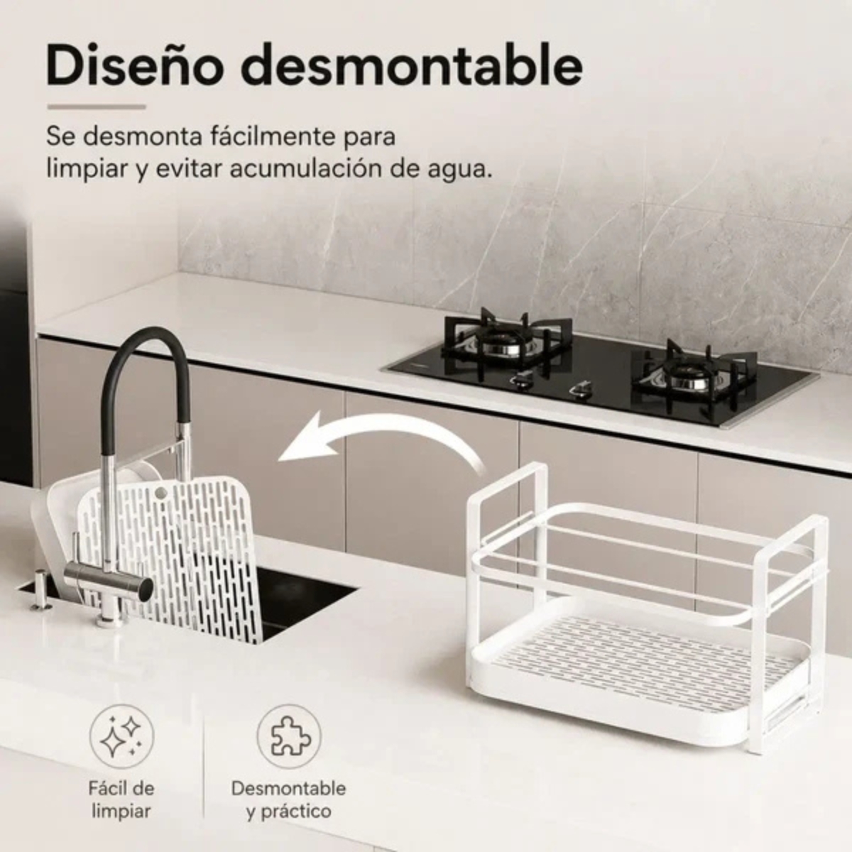 ESCURRIDOR DE VASOS 2 NIVELES BLANCO - 3