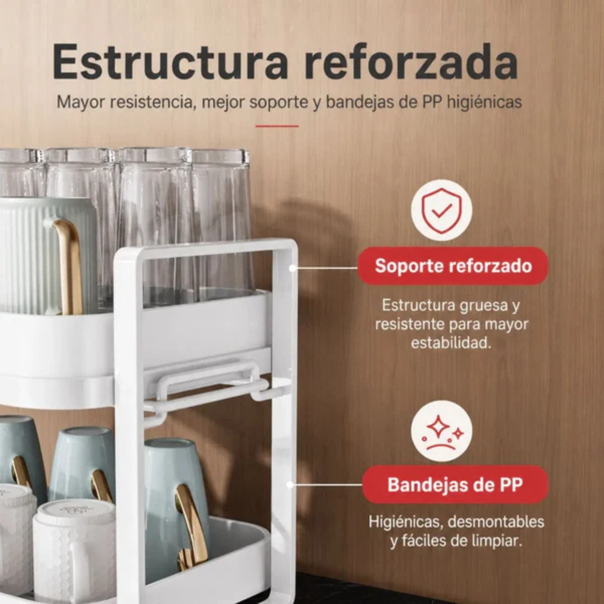 ESCURRIDOR DE VASOS 2 NIVELES BLANCO - 5