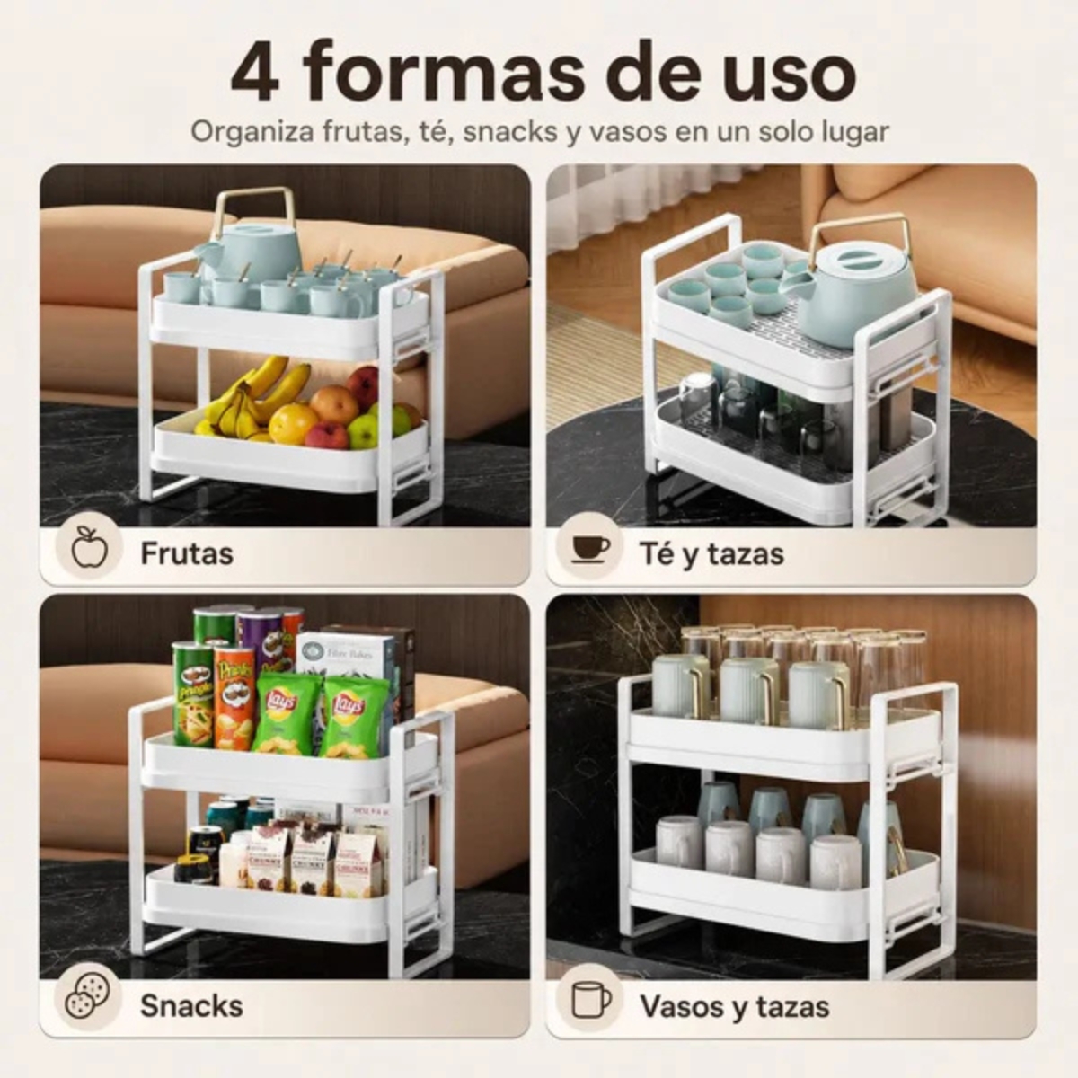 ESCURRIDOR DE VASOS 2 NIVELES BLANCO - 6