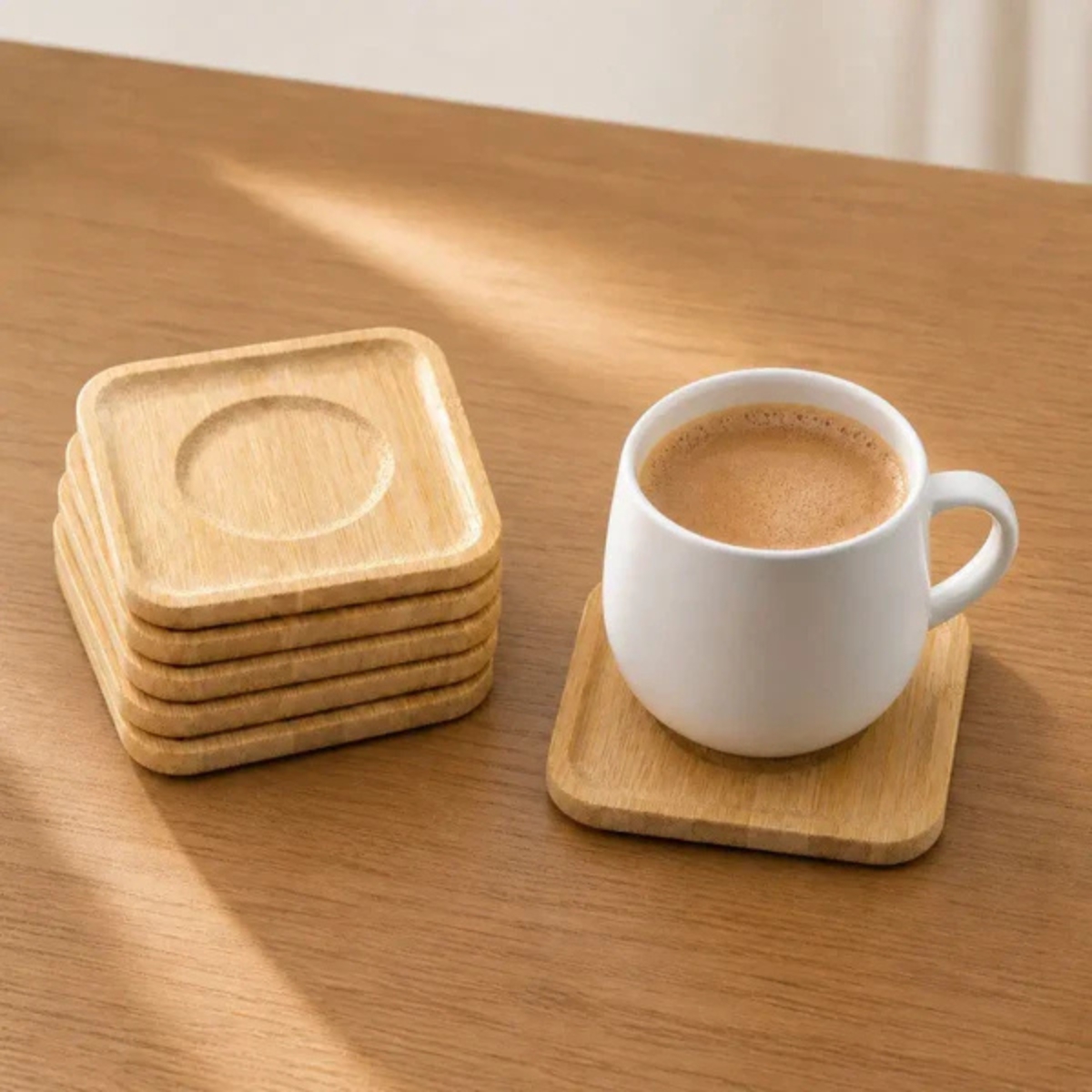 SET DE 6 POSAVASOS DE BAMBÚ CUADRADO - 2