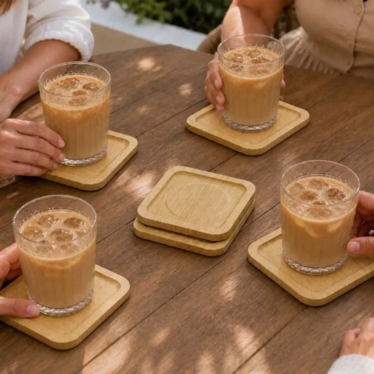 SET DE 6 POSAVASOS DE BAMBÚ CUADRADO - 5