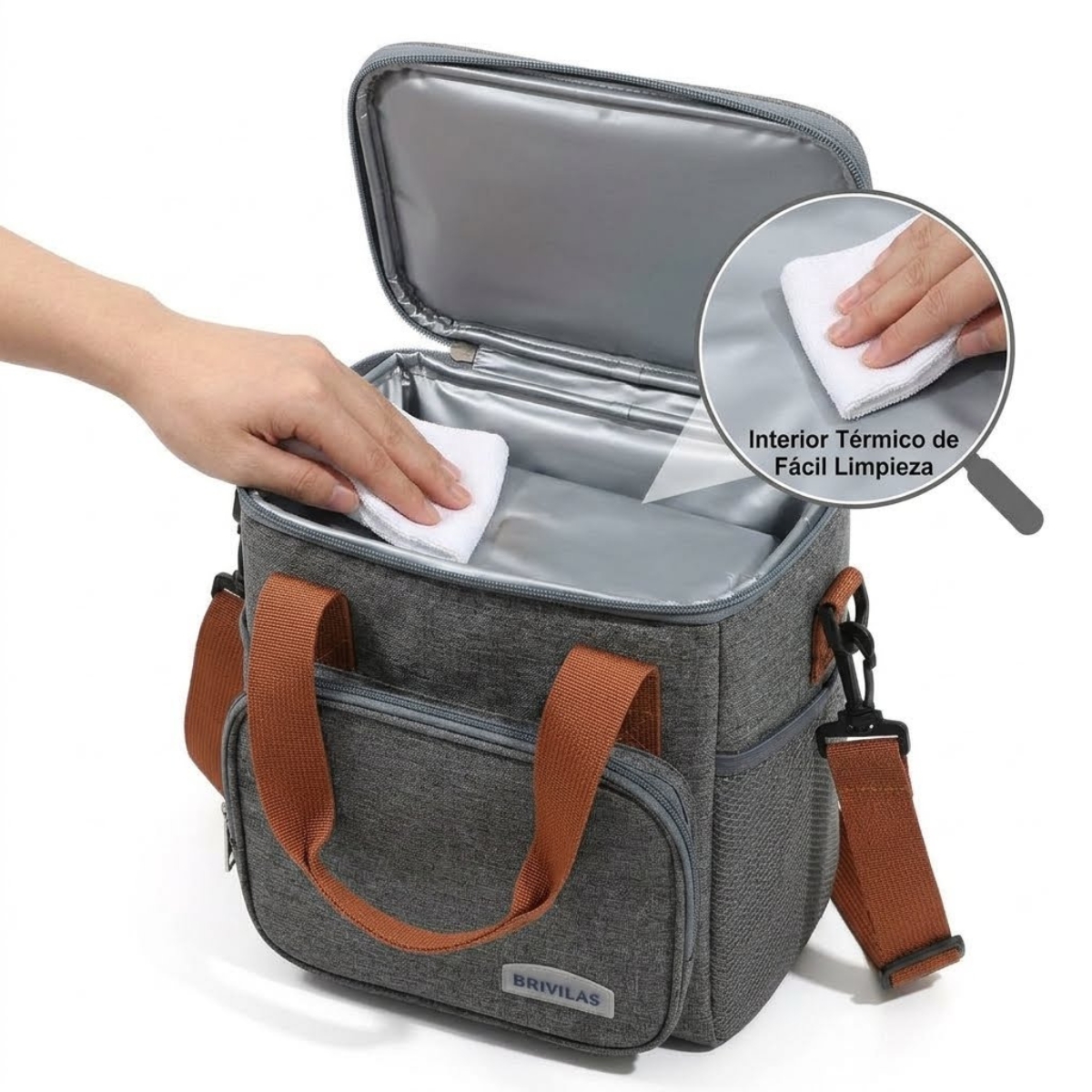BOLSO LONCHERA TÉRMICA AJUSTABLE BELIEVE GRIS - 1