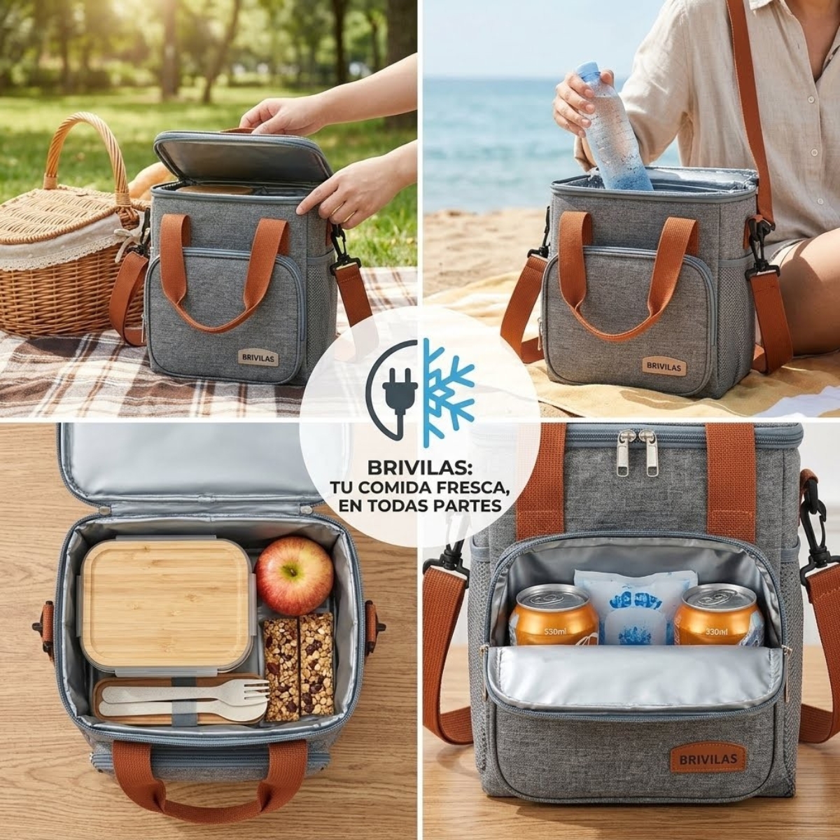 BOLSO LONCHERA TÉRMICA AJUSTABLE BELIEVE GRIS - 4