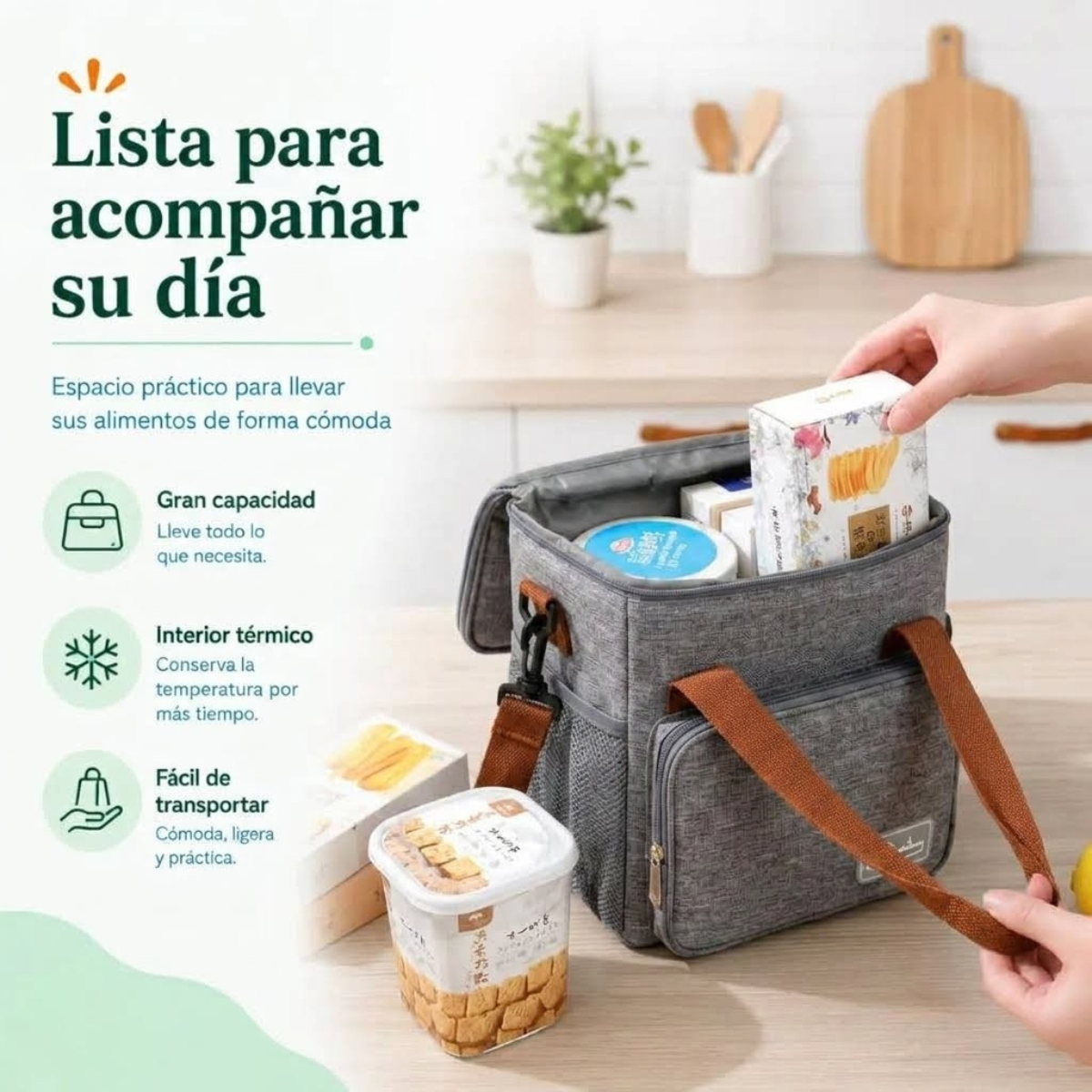 BOLSO LONCHERA TÉRMICA AJUSTABLE BELIEVE GRIS - 5