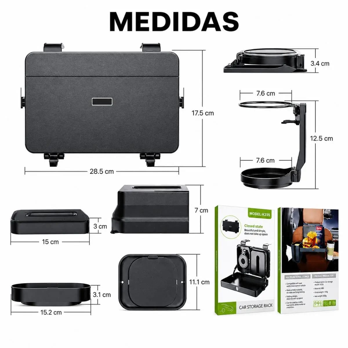 BANDEJA PLEGABLE PARA AUTO CON PORTA VASO K255 - 6