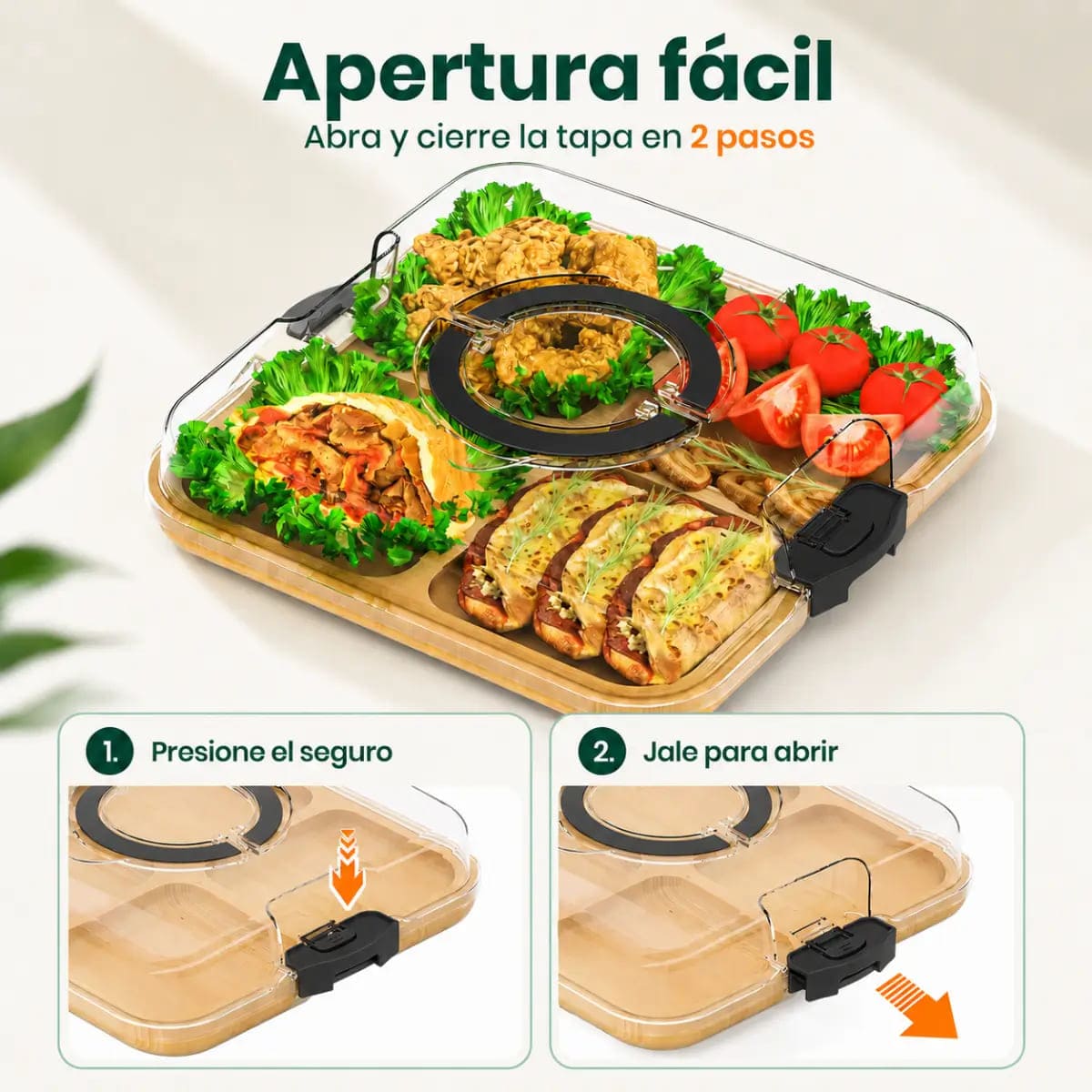 BANDEJA CUADRADO DE BAMBÚ CON TAPA CON DETALLES NEGRO - 3