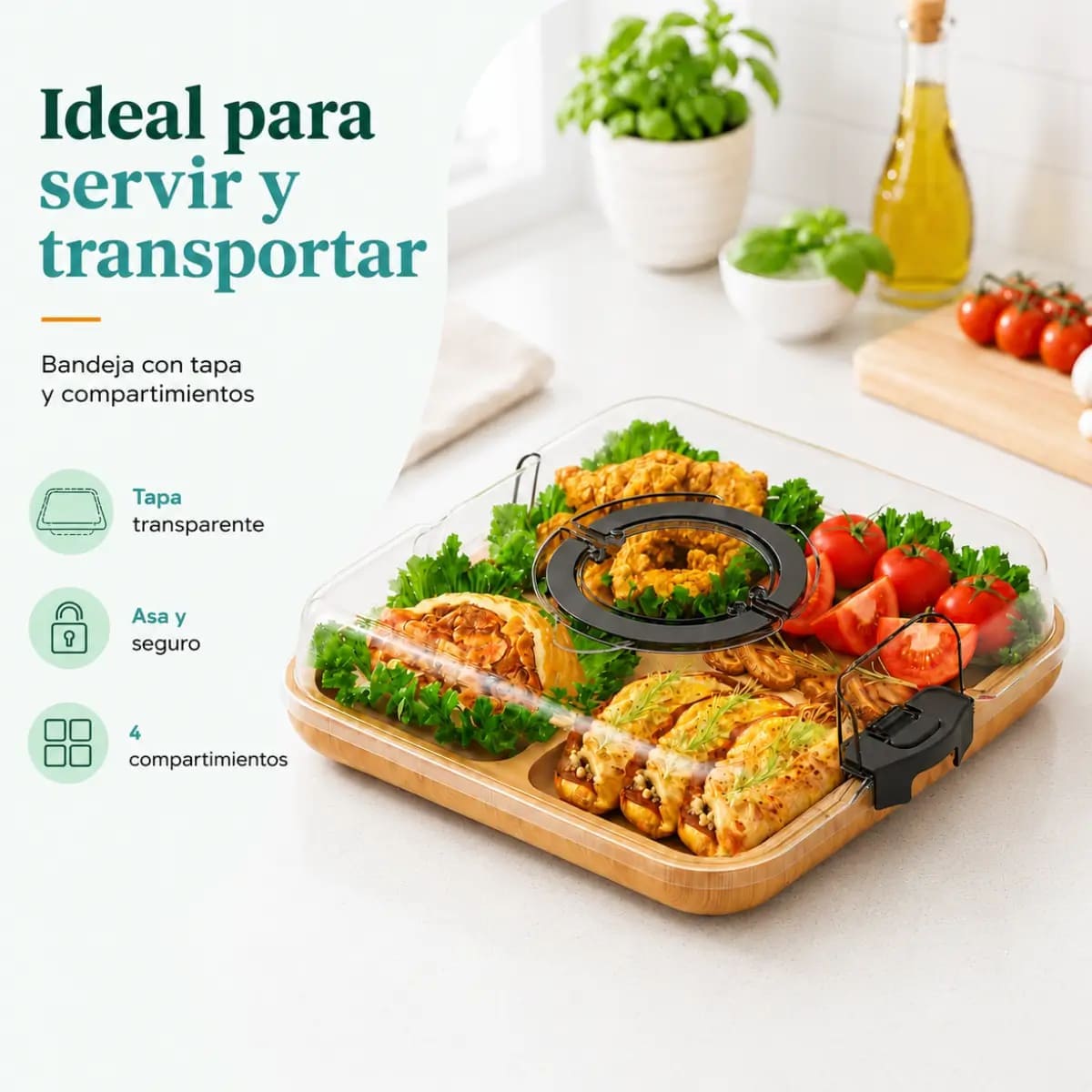 BANDEJA CUADRADO DE BAMBÚ CON TAPA CON DETALLES NEGRO - 7
