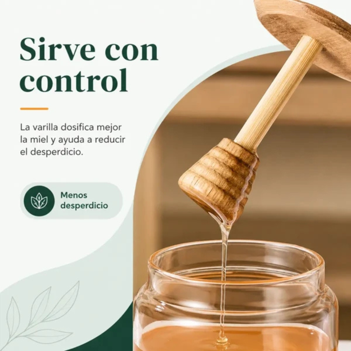 FRASCO PARA MIEL 400 ML CON TAPA DE MADERA - 3