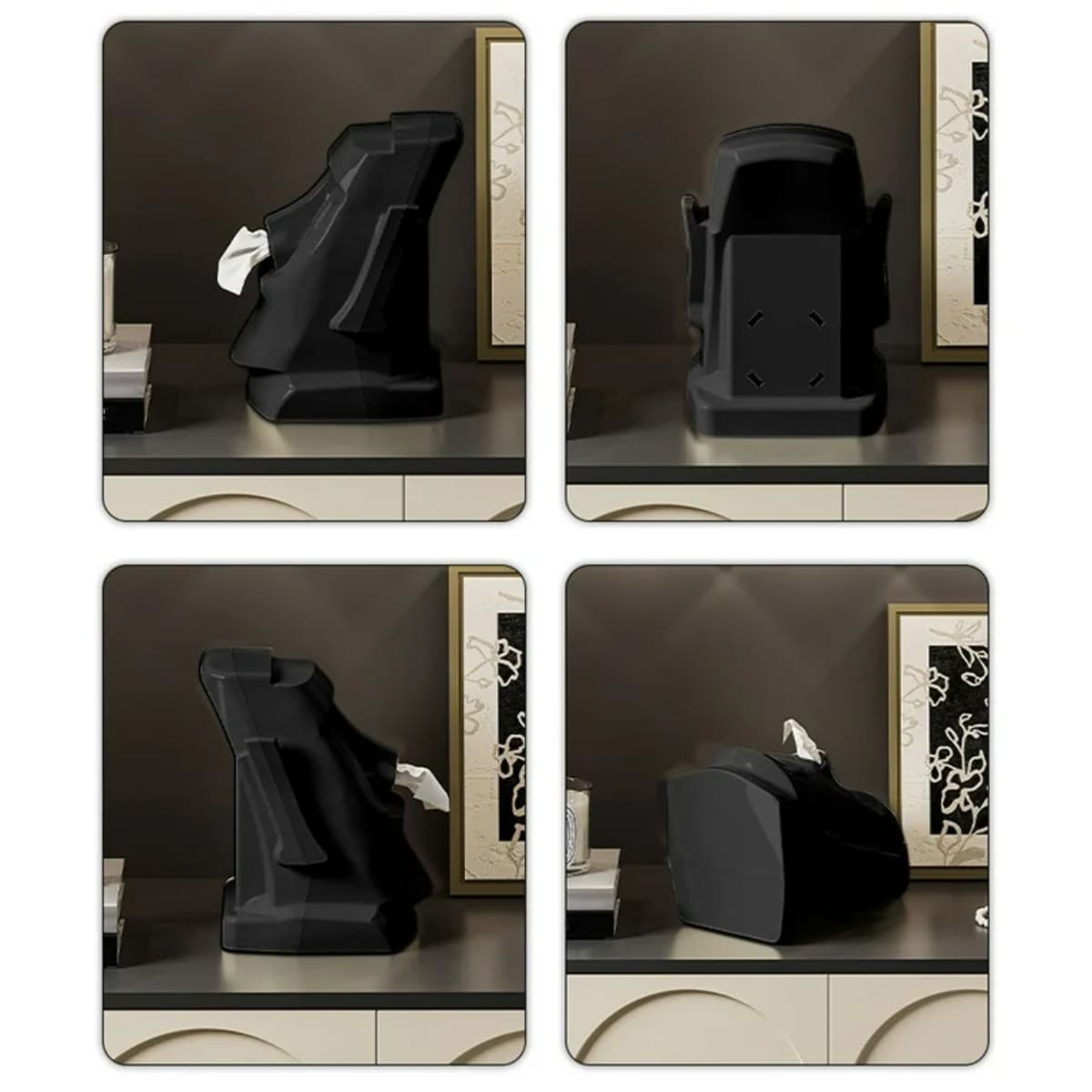 DISPENSADOR MOAI MULTIUSO PARA PAÑUELOS Y AUDÍFONOS NEGRO - 3