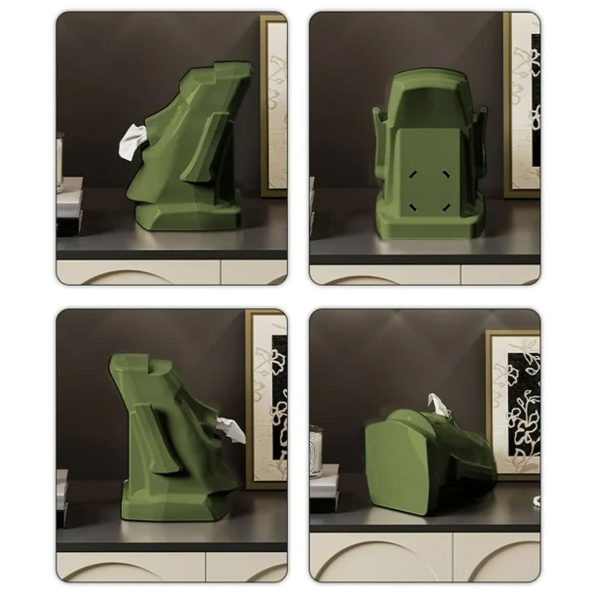 DISPENSADOR MOAI MULTIUSO PARA PAÑUELOS Y AUDÍFONOS VERDE - 7