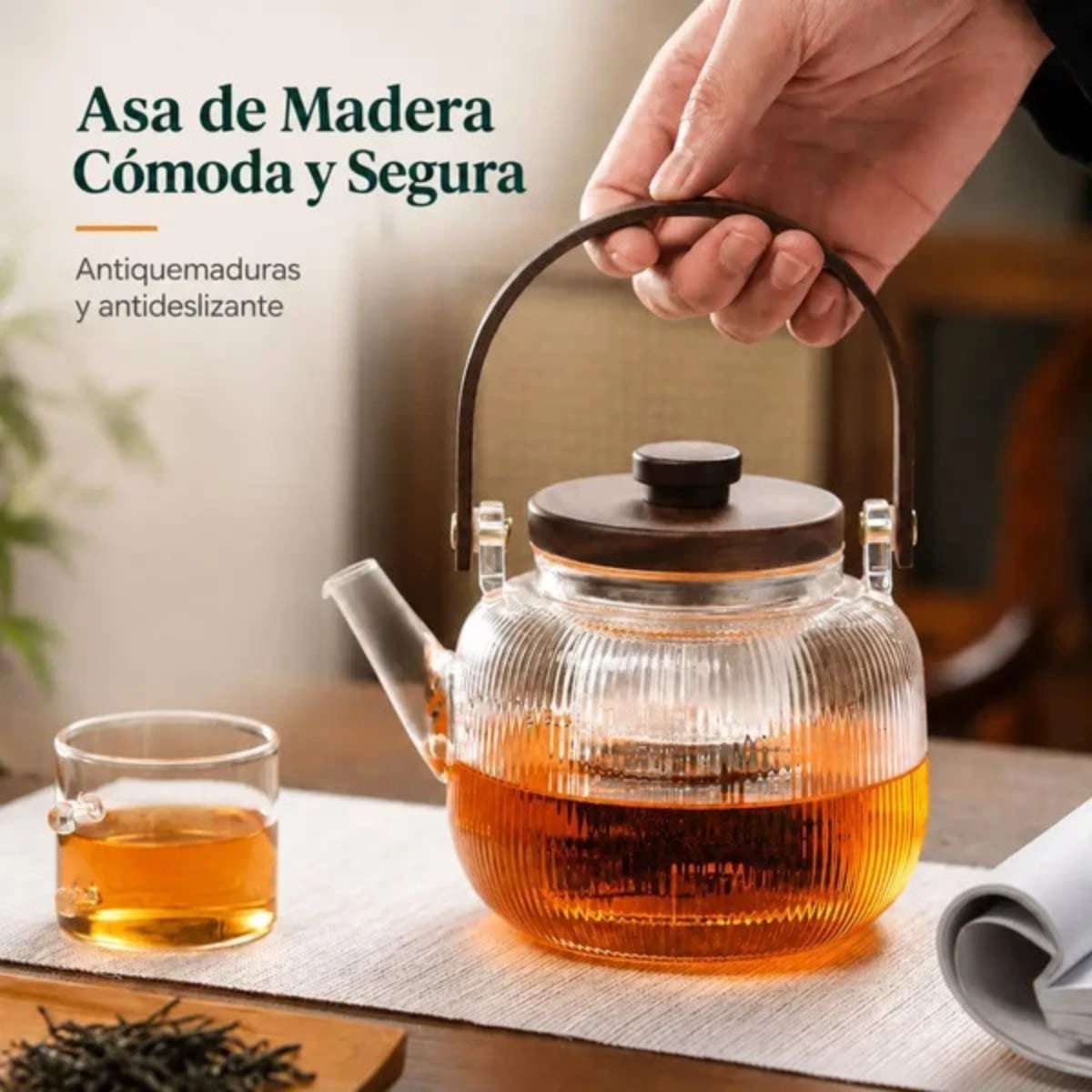 TETERA DE VIDRIO BOROSILICATO 1000 ML CON FILTRO - 3