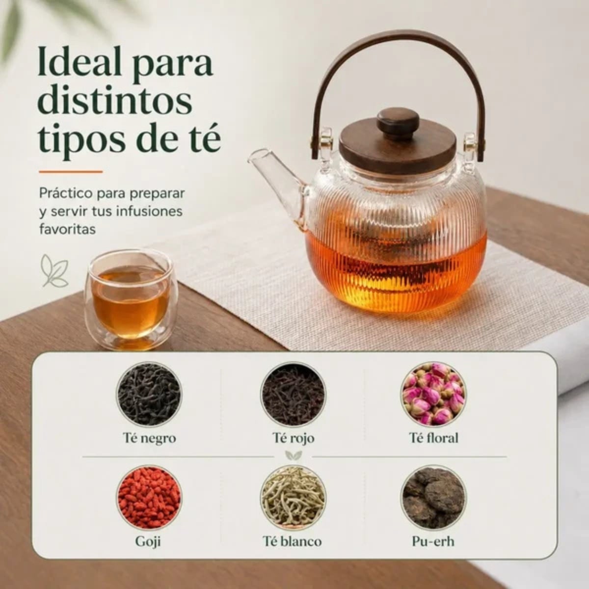 TETERA DE VIDRIO BOROSILICATO 1000 ML CON FILTRO - 6