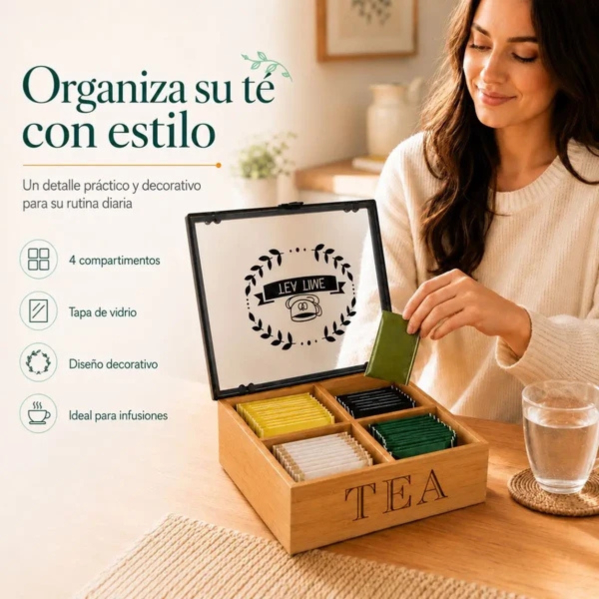 CAJA ORGANIZADORA PARA TÉ 4 DIVISIONES TEA - 3