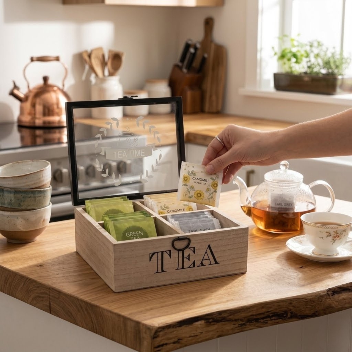 CAJA ORGANIZADORA PARA TÉ 4 DIVISIONES TEA - 6
