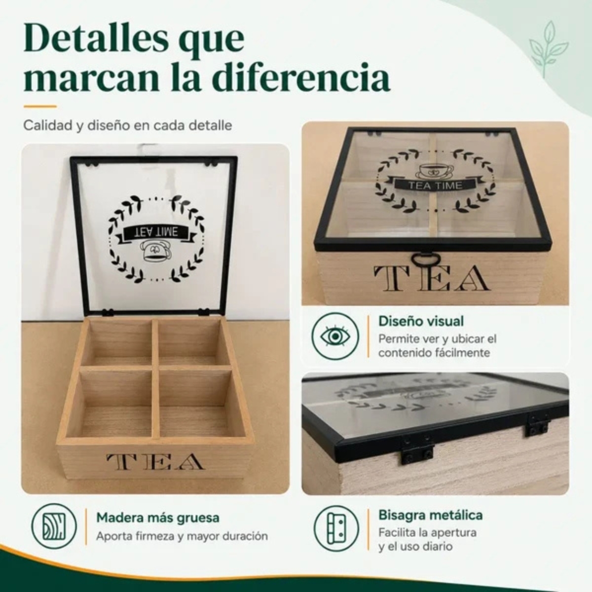 CAJA ORGANIZADORA PARA TÉ 4 DIVISIONES TEA - 7