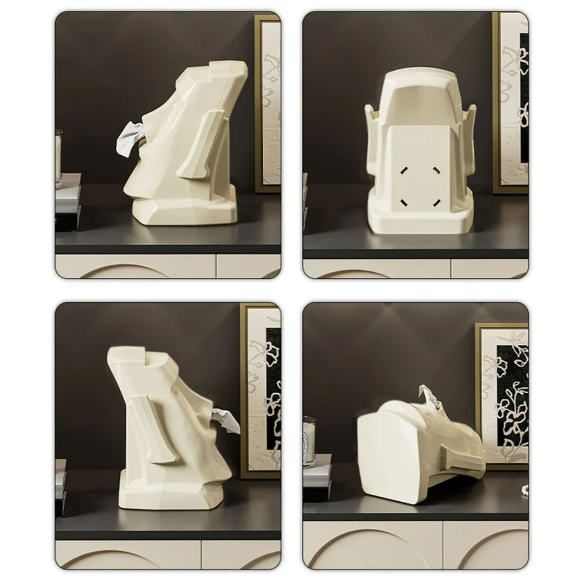 DISPENSADOR MOAI MULTIUSO PARA PAÑUELOS Y AUDÍFONOS COLOR CREMA - 7