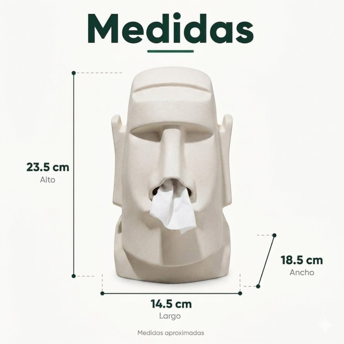 DISPENSADOR MOAI MULTIUSO PARA PAÑUELOS Y AUDÍFONOS COLOR CREMA - 8