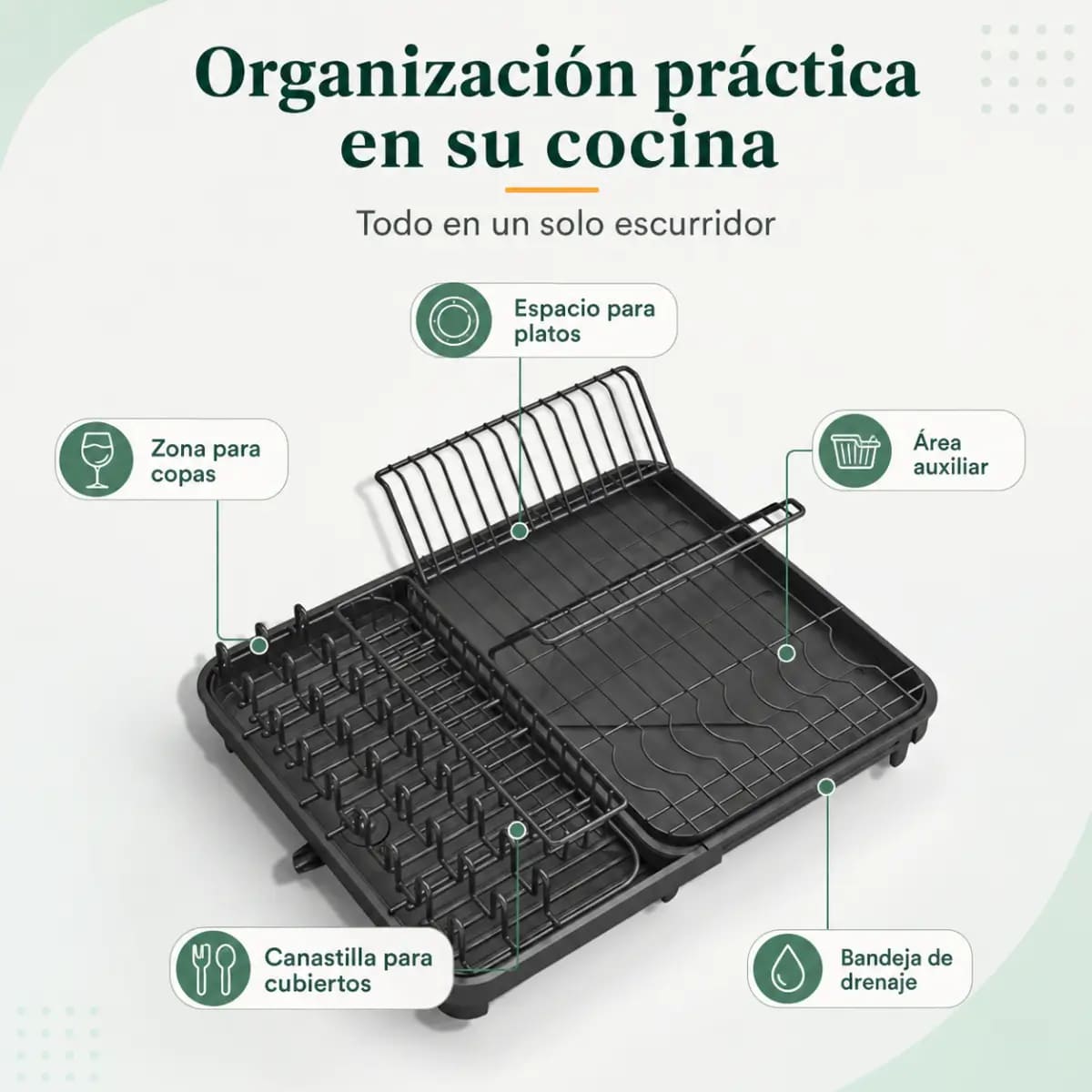 ESCURRIDOR DE PLATOS EXTENSIBLE 1 NIVEL NEGRO SMART - 4