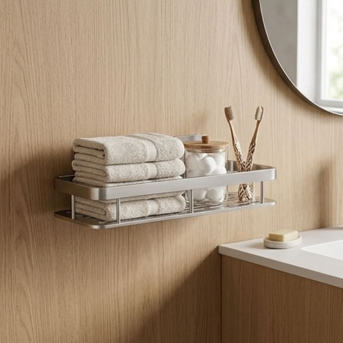 REPISA ORGANIZADORA DE ALUMINIO PARA BAÑO PINPIN PLATEADO - 4