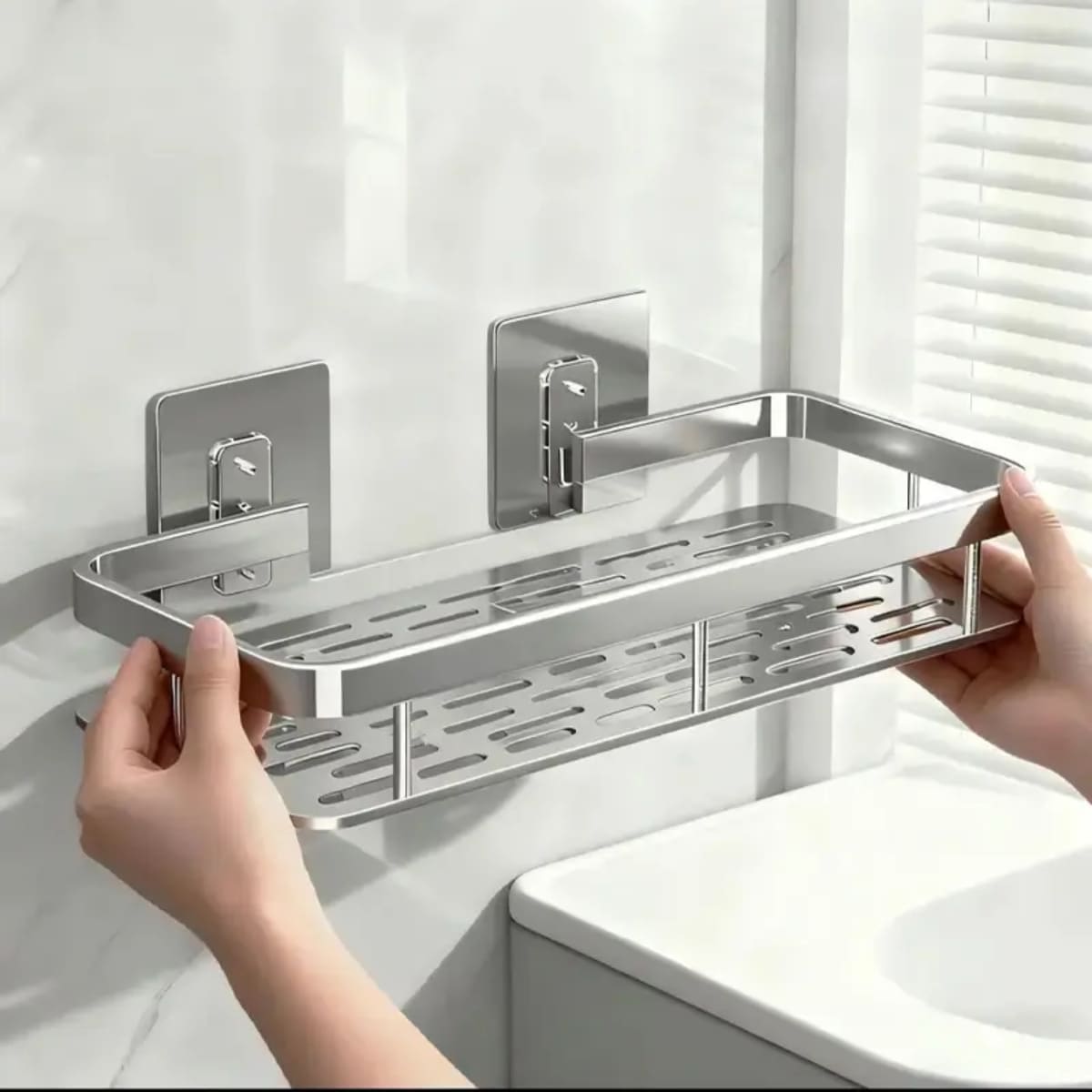 REPISA ORGANIZADORA DE ALUMINIO PARA BAÑO PINPIN PLATEADO - 5