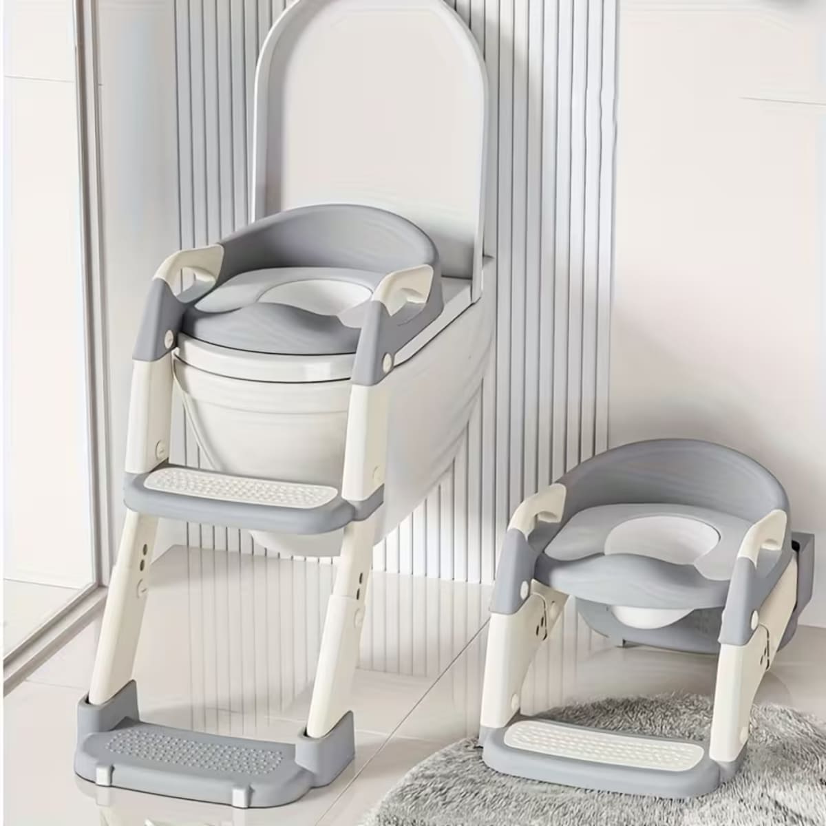 ESCALERA DE BAÑO CON BACÍN INFANTIL PLEGABLE BD103 GRIS - 1