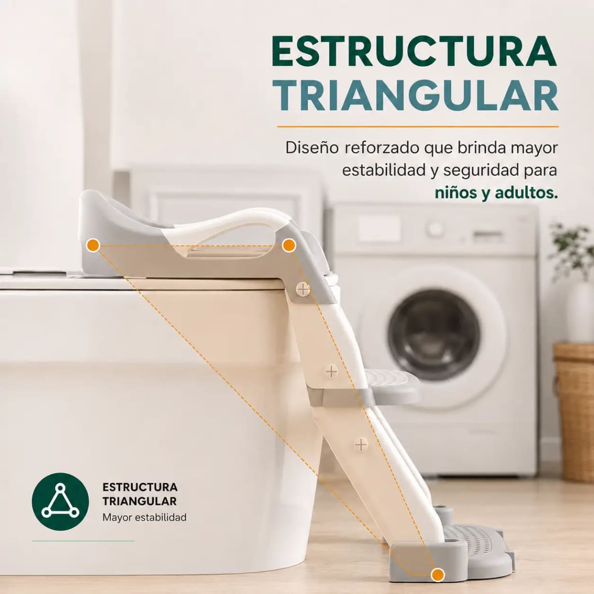ESCALERA DE BAÑO CON BACÍN INFANTIL PLEGABLE BD103 GRIS - 2