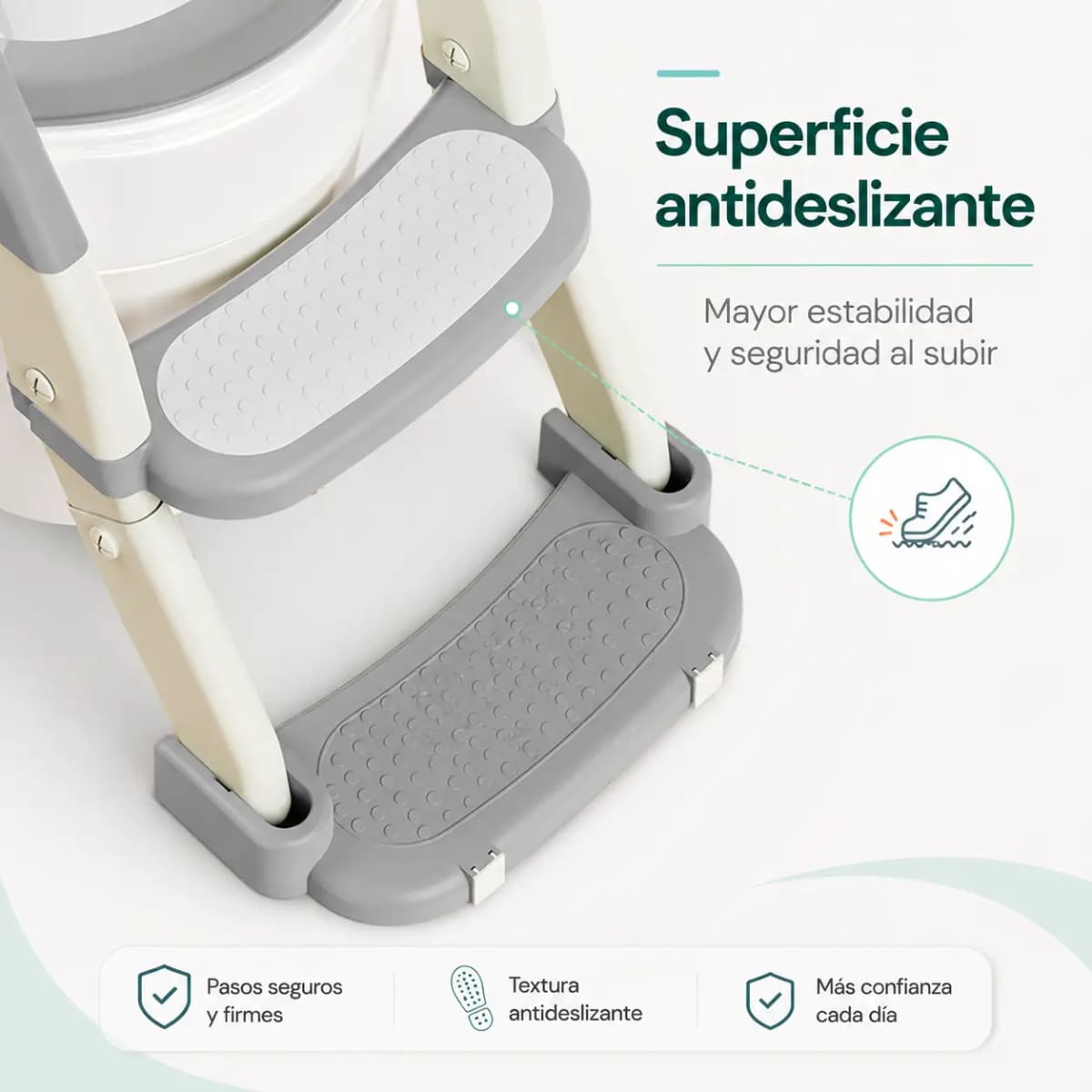ESCALERA DE BAÑO CON BACÍN INFANTIL PLEGABLE BD103 GRIS - 3