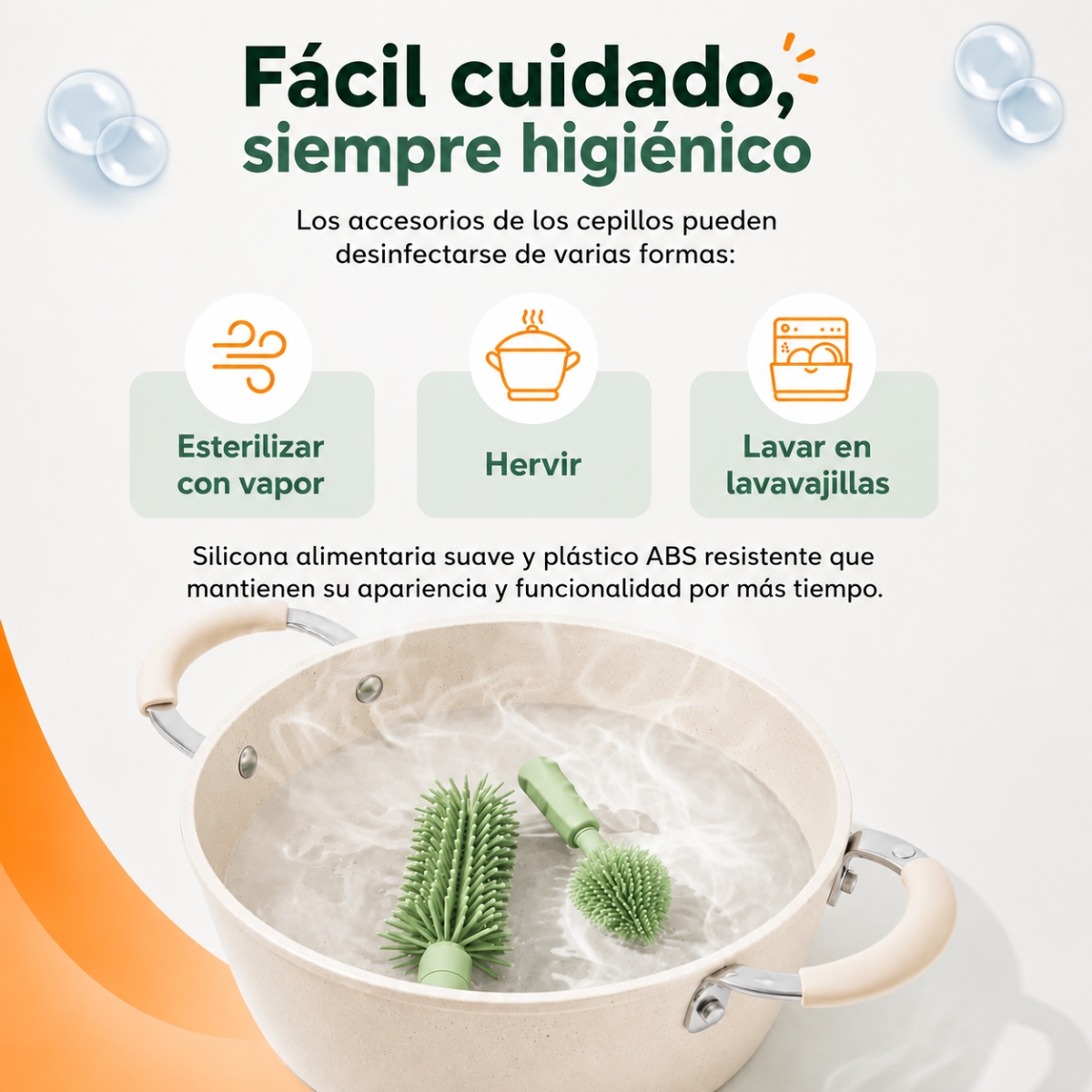 SET DE CEPILLOS PARA BIBERÓN PORTÁTIL NUBI VERDE - 4