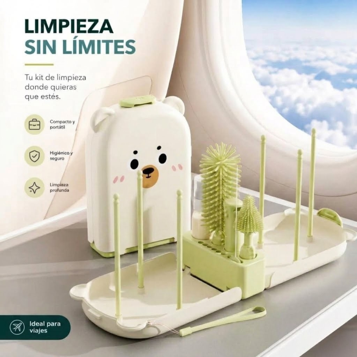 SET DE CEPILLOS PARA BIBERÓN PORTÁTIL NUBI VERDE - 7