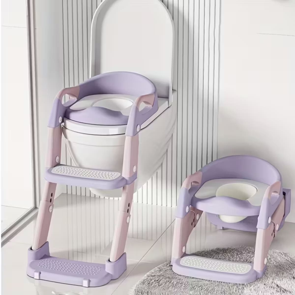 ESCALERA DE BAÑO CON BACÍN INFANTIL PLEGABLE BD103 ROSA - 1