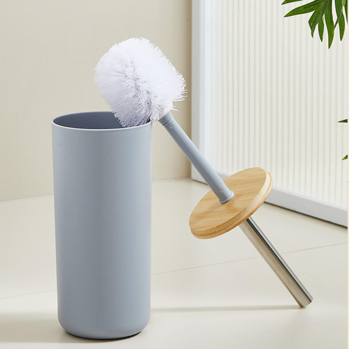 SET DE BAÑO CON BAMBÚ ESTILO MODERNO DE 6 PIEZAS AURA GRIS - 3