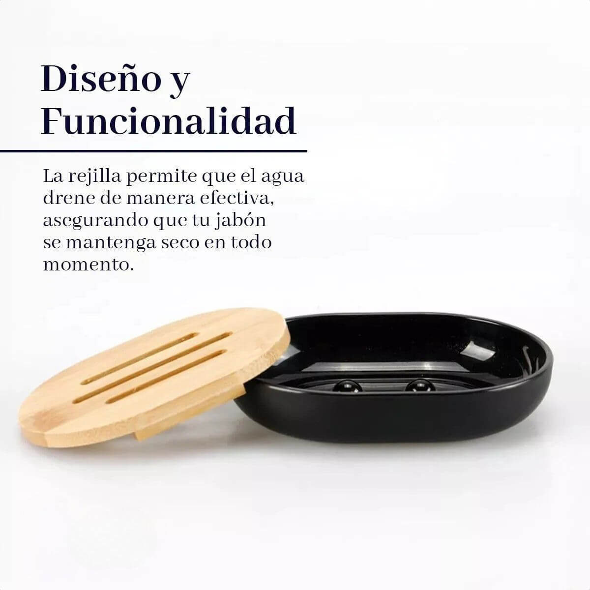 SET DE BAÑO CON BAMBÚ ESTILO MODERNO DE 6 PIEZAS AURA NEGRO - 4