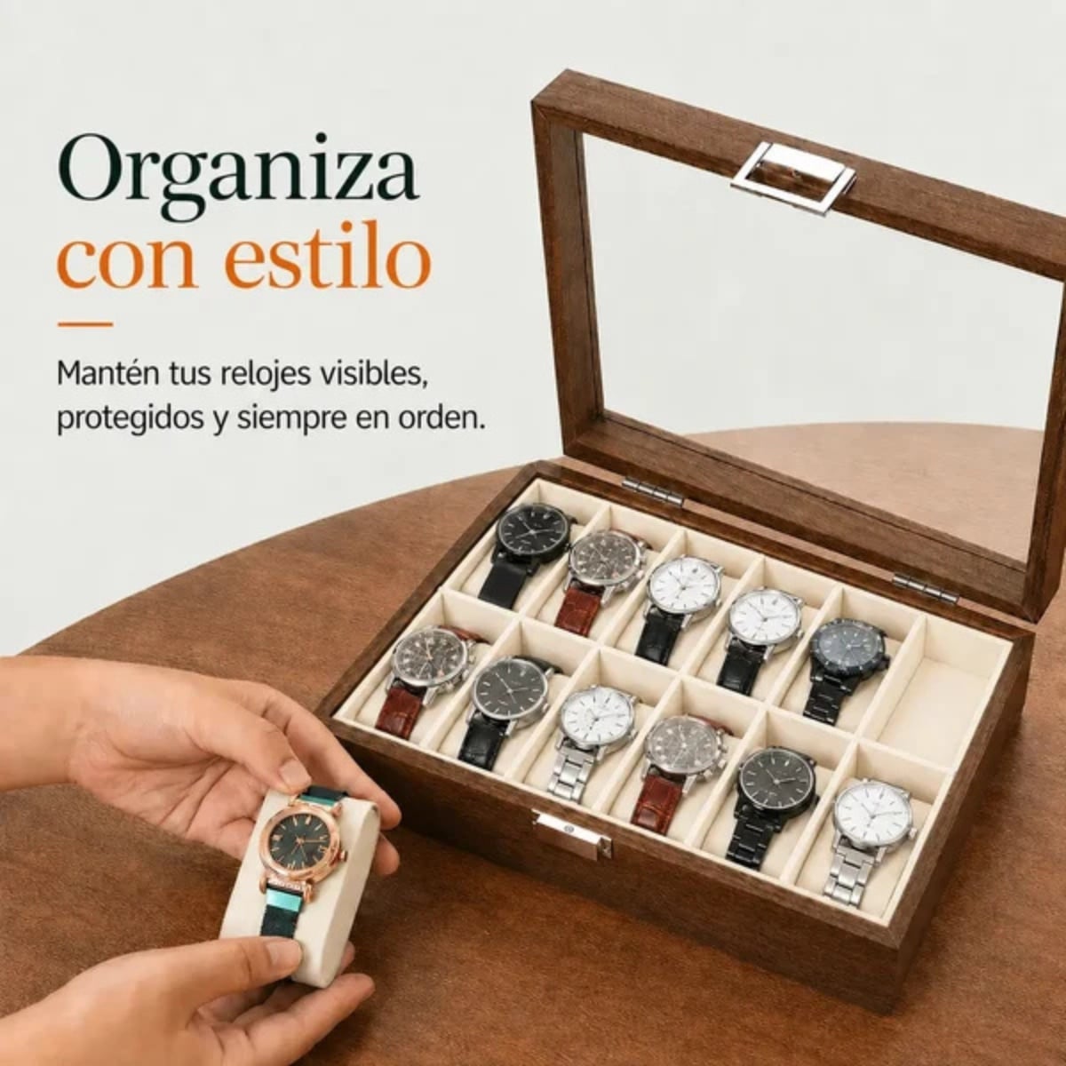 PORTA RELOJES DE 12 DIVISIONES CON TAPA TRANSPARENTE K770 - 4