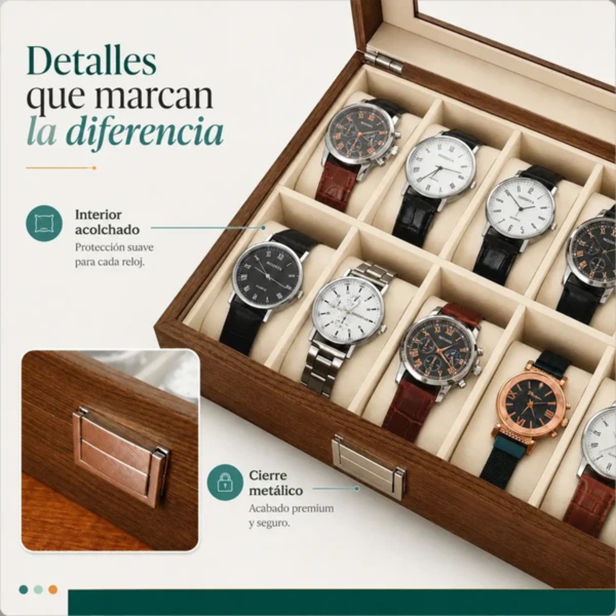 PORTA RELOJES DE 12 DIVISIONES CON TAPA TRANSPARENTE K770 - 6