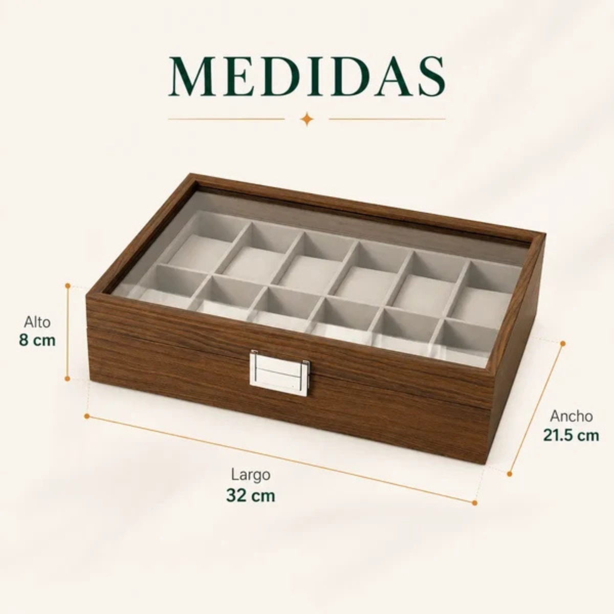 PORTA RELOJES DE 12 DIVISIONES CON TAPA TRANSPARENTE K770 - 7