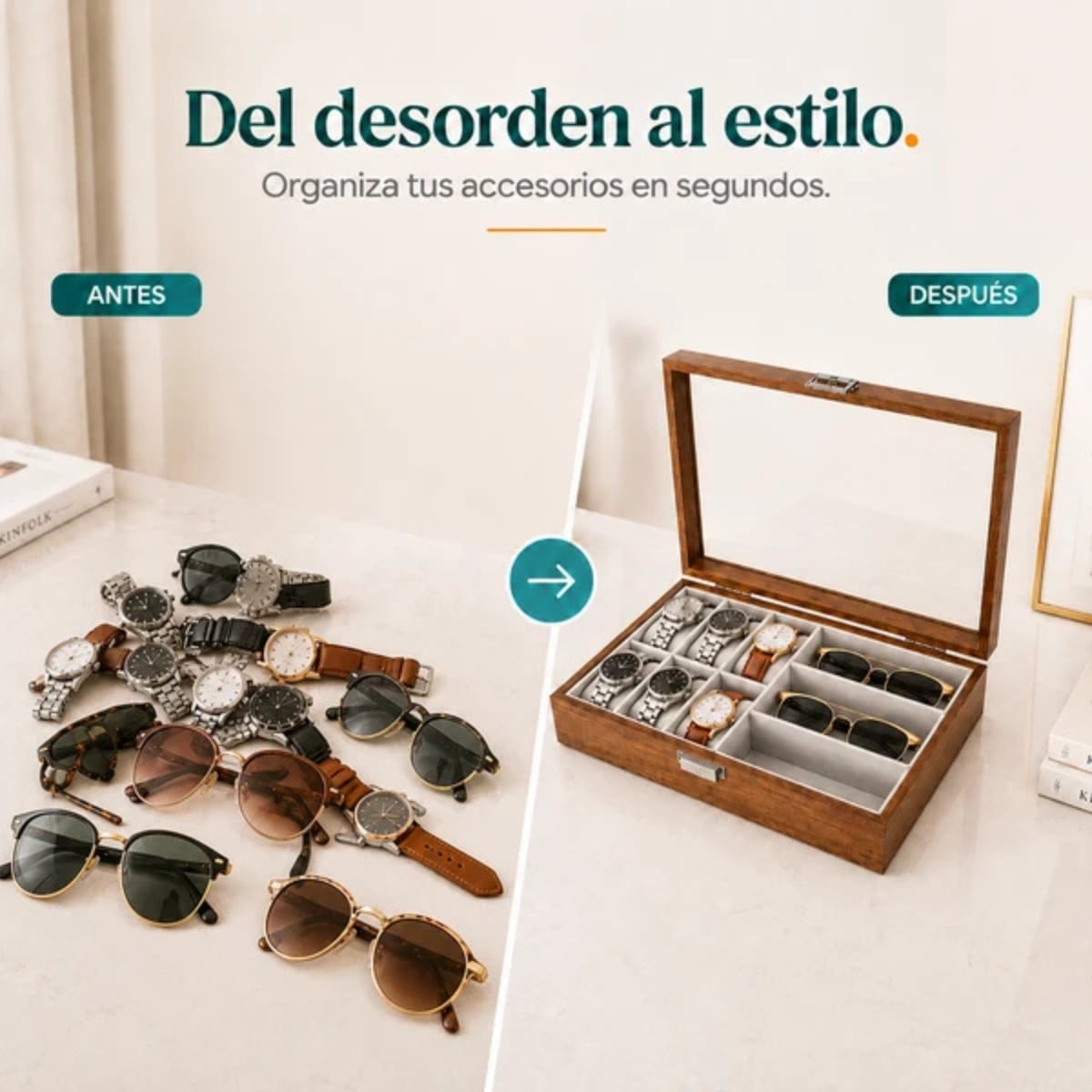 PORTA RELOJES Y GAFAS CON TAPA TRANSPARENTE K771 - 3