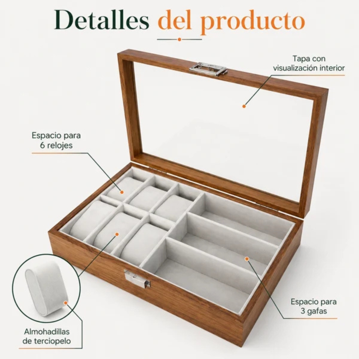PORTA RELOJES Y GAFAS CON TAPA TRANSPARENTE K771 - 6
