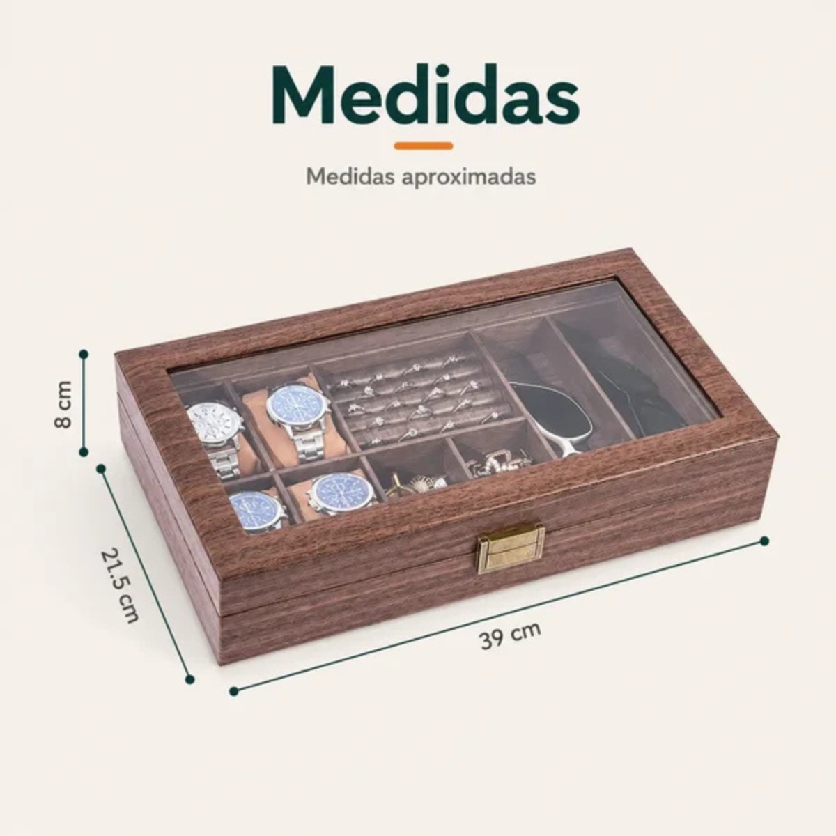 PORTA RELOJES 4 EN 1 CON TAPA TRANSPARENTE K772 - 8